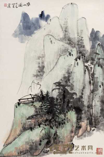 常进 1988年作 春山图 立轴 68.5×46cm